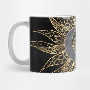 Modern Gold Sun Moon Planet Universe Mandala Mug